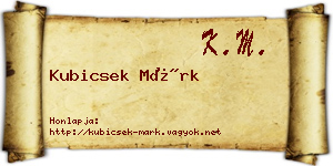 Kubicsek Márk névjegykártya