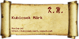 Kubicsek Márk névjegykártya